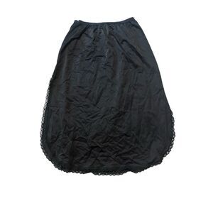 RARE Find Vintage 90s SHADOWLINE Silky NYLON Black HIGH LACE SIDE SLITS Half Sli